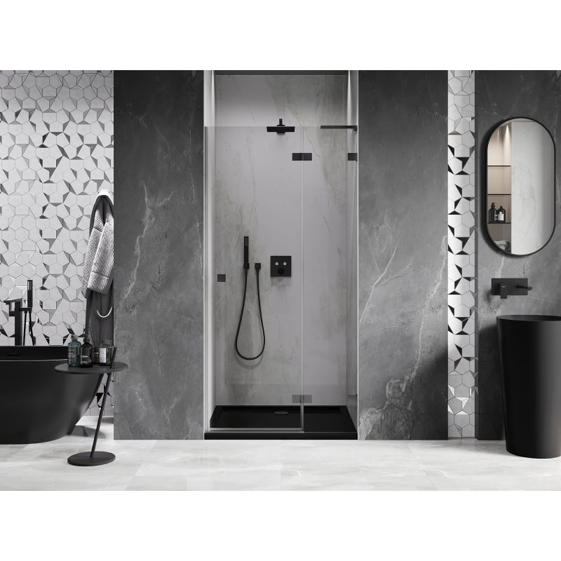 Mexen Lunar L portes de douche battantes droites 70 cm, transparentes, métal canon - 834L-070-000-95-00-P