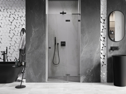Mexen Lunar L porte de douche pivotante droite 75 cm, transparent, métal canon - 834L-075-000-95-00-P