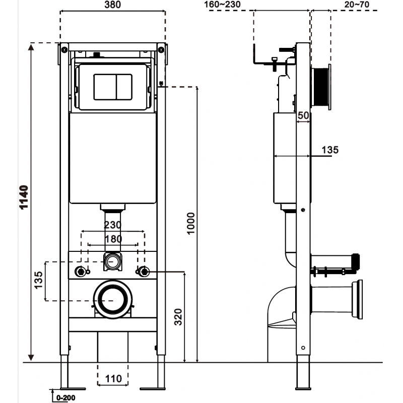 Mexen Tex W châssis encastré pour WC étroit, d'angle - 61105