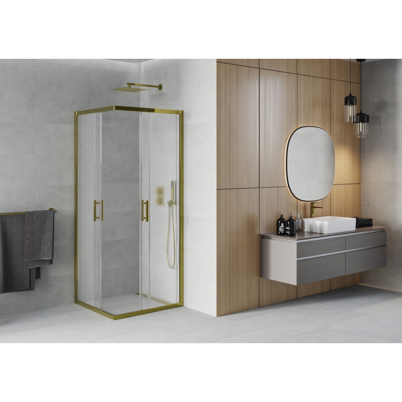 Mexen Rio cabine de douche carrée 80 x 80 cm, dépoli, or - 860-080-080-50-30