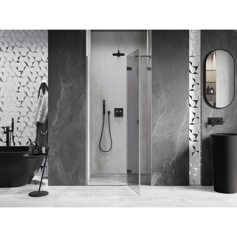 Mexen Lunar L porte de douche pivotante droite 90 cm, transparent, gun metal - 834L-090-000-95-00-P