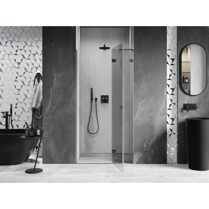 Mexen Lunar L porte de douche pivotante droite 95 cm, transparent, métal canon - 834L-095-000-95-00-P