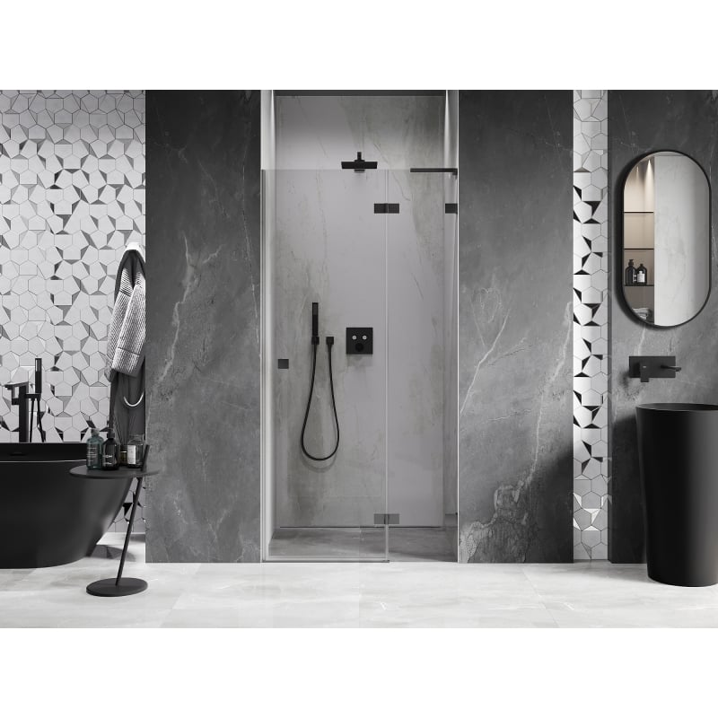 Mexen Lunar L porte de douche pivotante droite 95 cm, transparent, métal canon - 834L-095-000-95-00-P