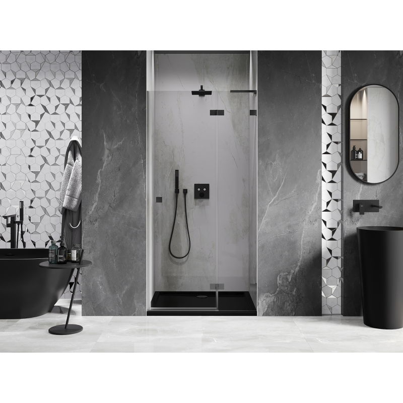 Mexen Lunar L porte de douche pivotante droite 100 cm, transparent, gun metal - 834L-100-000-95-00-P
