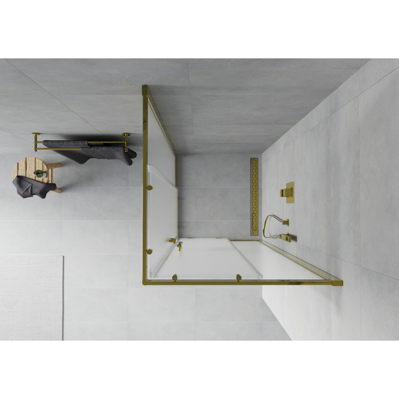 Mexen Rio cabine de douche carrée 90 x 90 cm, givrée, dorée - 860-090-090-50-30