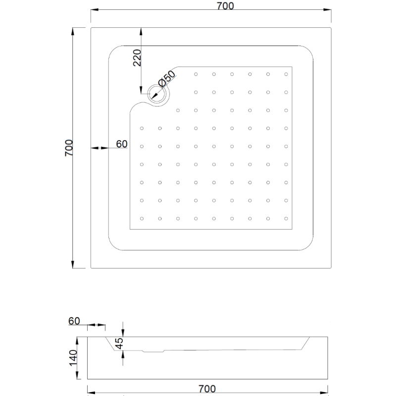 Mexen Rio cabine de douche carrée 70 x 70 cm, bandes blanches, or + receveur , blanc - 860-070-070-50-20-4510