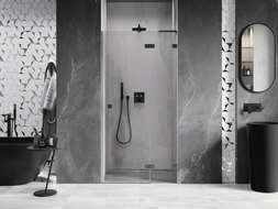 Mexen Lunar L porte de douche pivotante droite 125 cm, transparent, gun metal - 834L-125-000-95-00-P