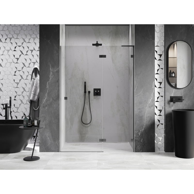 Mexen Lunar L porte de douche pivotante droite 130 cm, transparent, metal gun - 834L-130-000-95-00-P
