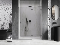 Mexen Lunar L porte de douche pivotante droite 140 cm, transparent, métal canon - 834L-140-000-95-00-P