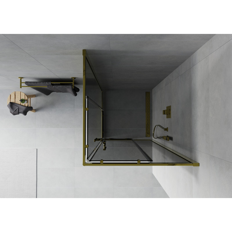 Mexen Rio cabine de douche carrée 90 x 90 cm, graphite, or - 860-090-090-50-40