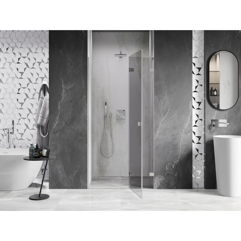 Mexen Lunar L porte de douche battante droite 80 cm, transparent, nickel brossé - 834L-080-000-97-00-P