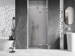 Mexen Lunar L porte de douche pivotante droite 85 cm, transparent, nickel brossé - 834L-085-000-97-00-P