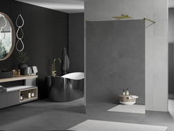 Mexen Kioto paroi de douche autoportante 120 x 200 cm, miroir 8 mm, or - 800-120-002-50-50