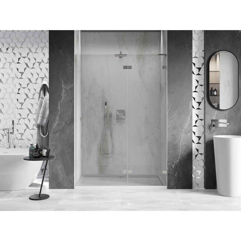 Mexen Lunar L porte de douche pivotante droite 130 cm, transparent, nickel brossé - 834L-130-000-97-00-P
