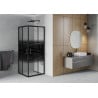 Mexen Rio cabine de douche carrée 90 x 90 cm, bandes noires, noire - 860-090-090-70-20