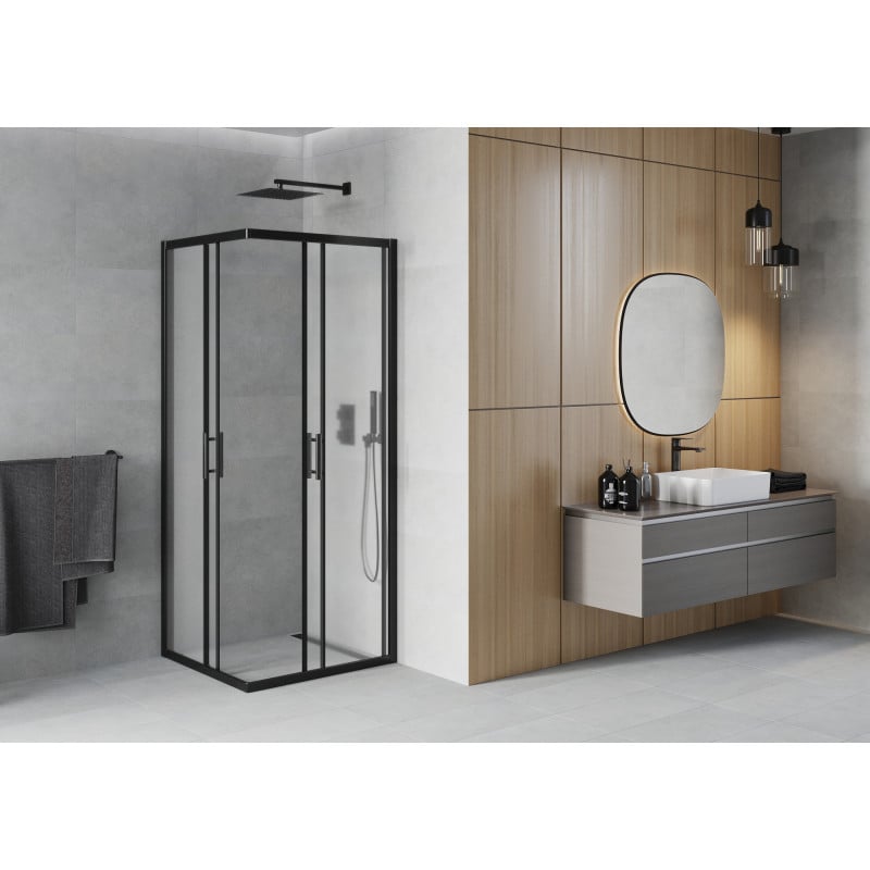 Mexen Rio cabine de douche carrée 70 x 70 cm, givrée, noire - 860-070-070-70-30