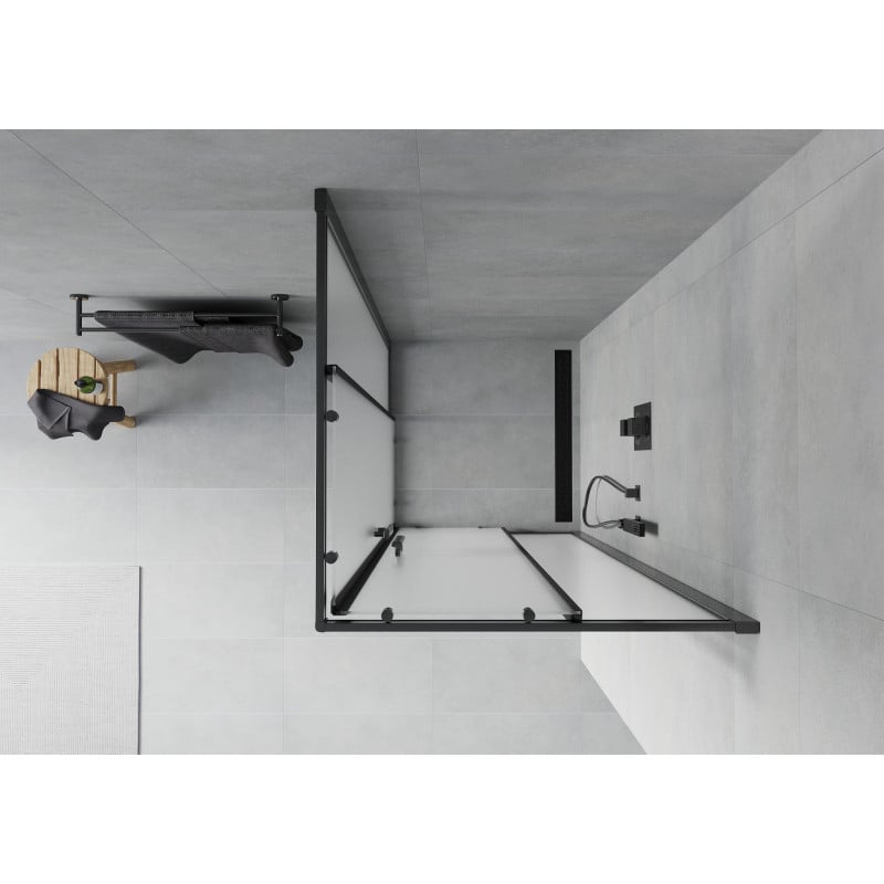 Mexen Rio cabine de douche carrée 80 x 80 cm, givrée, noire - 860-080-080-70-30