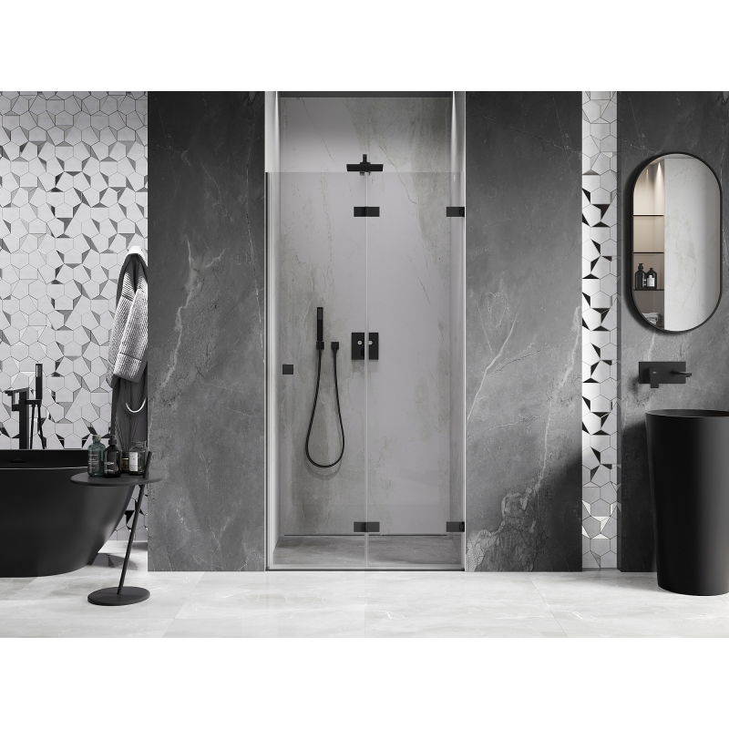 Mexen Lunar-F porte de douche pliantes droites 75 cm, transparentes, noires - 836-075-000-70-00-P