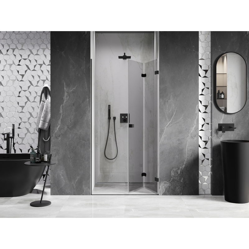 Mexen Lunar-F porte de douche pliantes droites 75 cm, transparentes, noires - 836-075-000-70-00-P