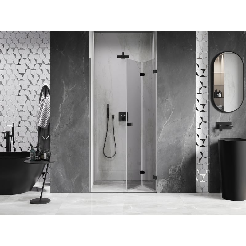 Mexen Lunar-F porte de douche pliante droite 85 cm, transparent, noir - 836-085-000-70-00-P