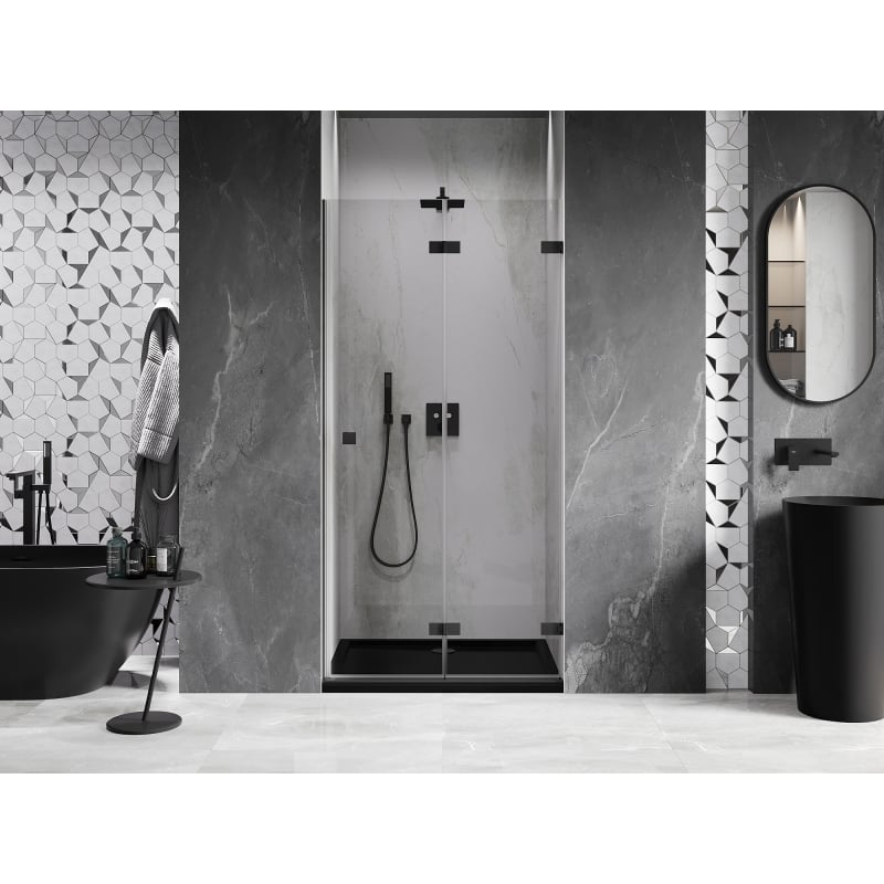 Mexen Lunar-F porte de douche pliante droite 85 cm, transparent, noir - 836-085-000-70-00-P