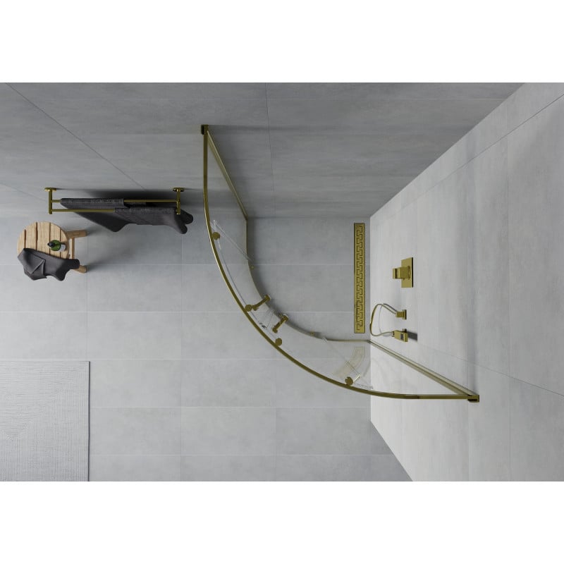 Mexen Rio cabine de douche semi-circulaire 90 x 90 cm, transparent, or - 863-090-090-50-00