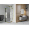 Mexen Rio cabine de douche semi-circulaire 70 x 70 cm, bandes blanches, doré - 863-070-070-50-20
