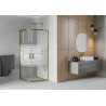 Mexen Rio cabine de douche semi-circulaire 70 x 70 cm, bandes blanches, doré - 863-070-070-50-20
