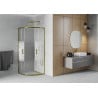 Mexen Rio cabine de douche semi-circulaire 80 x 80 cm, bandes blanches, or - 863-080-080-50-20