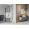 Mexen Rio cabine de douche semi-circulaire 80 x 80 cm, bandes blanches, or - 863-080-080-50-20