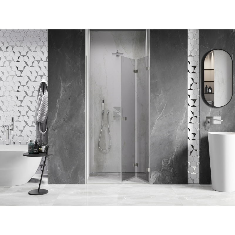 Mexen Lunar-F porte de douche pliantes à droite 85 cm, transparent, nickel brossé - 836-085-000-97-00-P