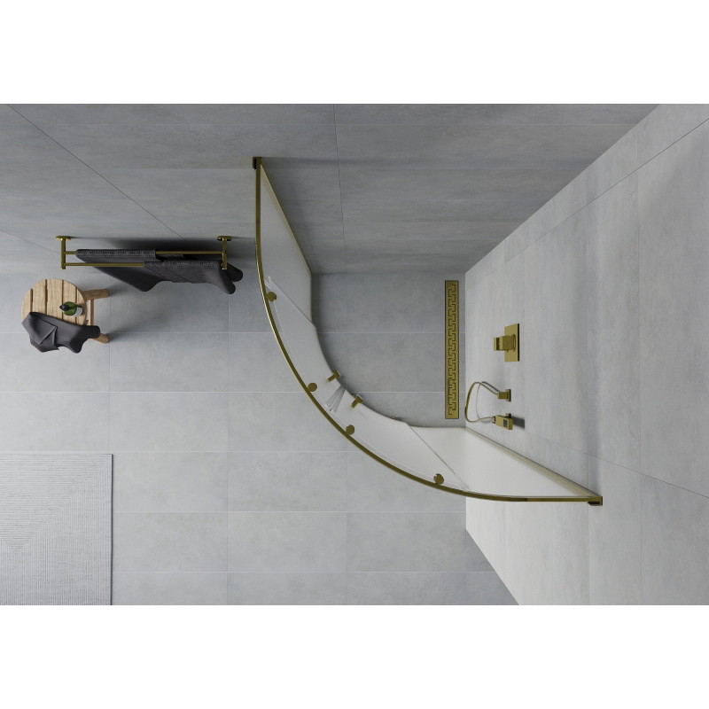 Mexen Rio cabine de douche semi-circulaire 80 x 80 cm, givrée, dorée - 863-080-080-50-30