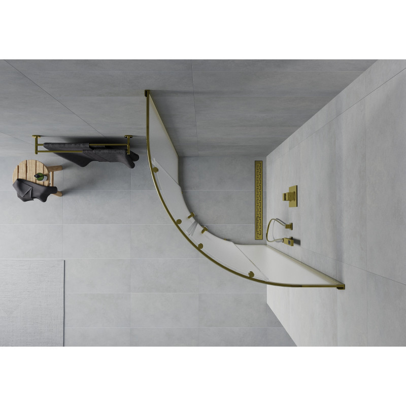 Mexen Rio cabine de douche semi-circulaire 80 x 80 cm, givrée, or - 863-080-080-50-30