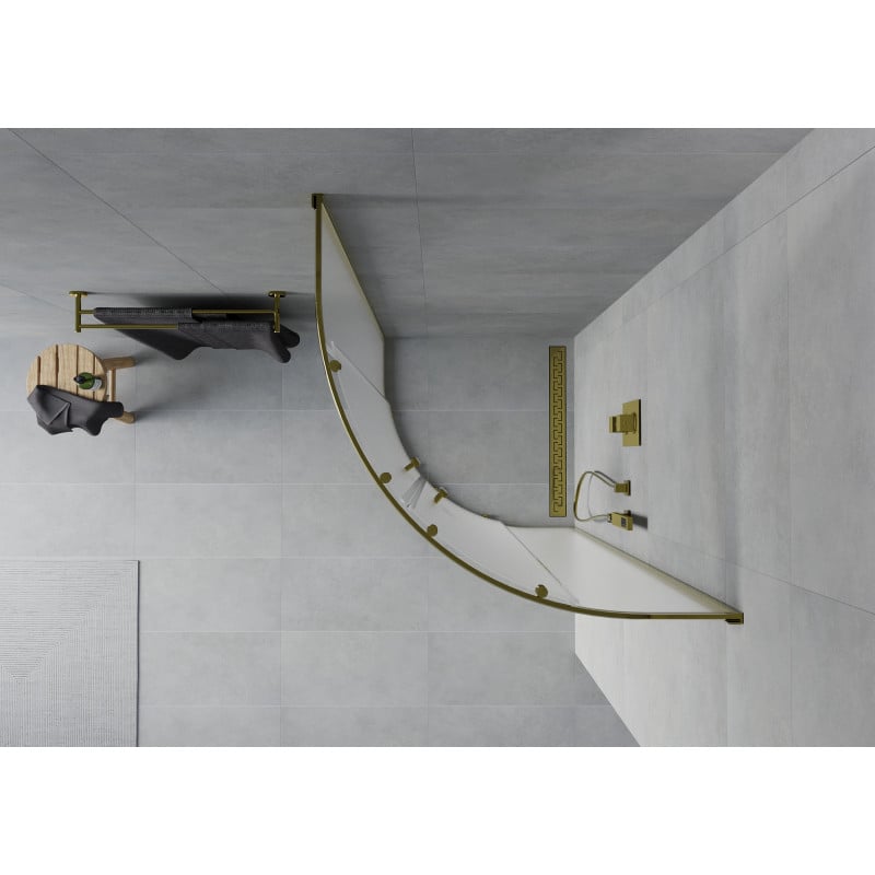 Mexen Rio cabine de douche semi-circulaire 90 x 90 cm, givré, or - 863-090-090-50-30