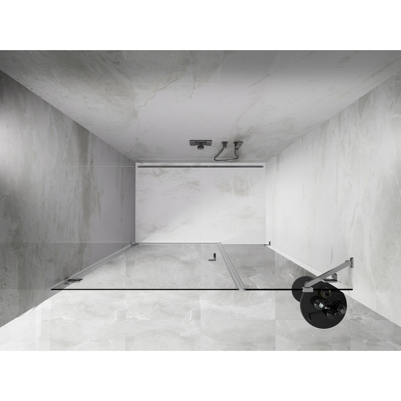 Mexen Lunar-B porte de douche pivotante à gauche 130 cm, transparent, chrome - 832S-130-050-01-00-L