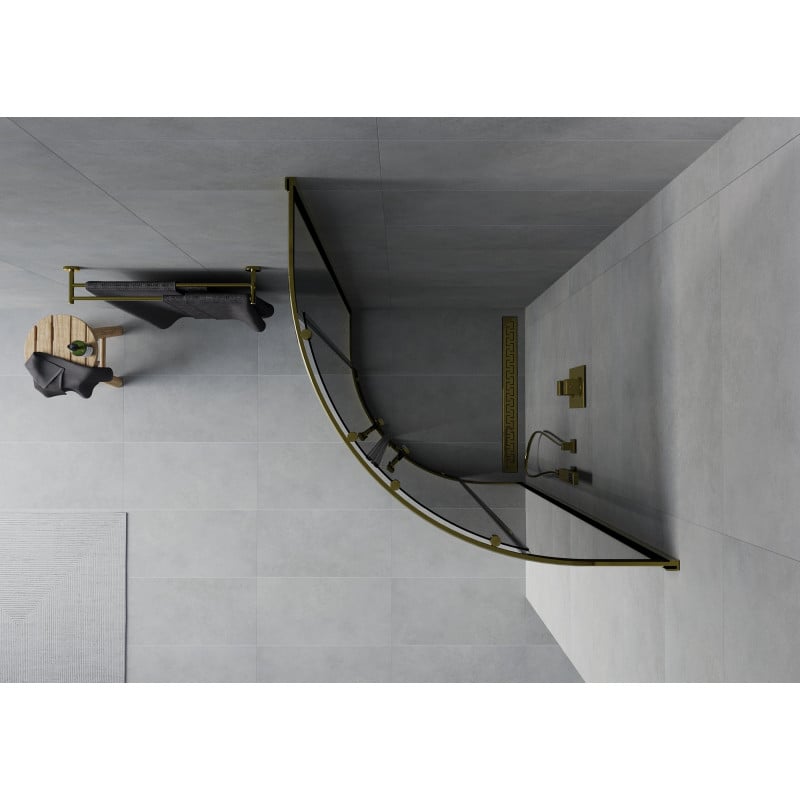 Mexen Rio cabine de douche demi-circulaire 70 x 70 cm, graphite, or - 863-070-070-50-40