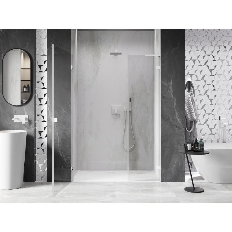 Mexen Lunar-B L porte de douche pivotante gauche 135 cm, transparent, blanc - 832SL-135-050-20-00-L
