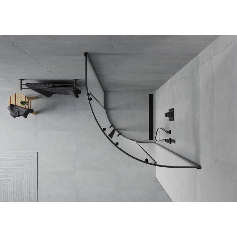 Mexen Rio cabine de douche demi-circulaire 70 x 70 cm, dépoli, noir - 863-070-070-70-30
