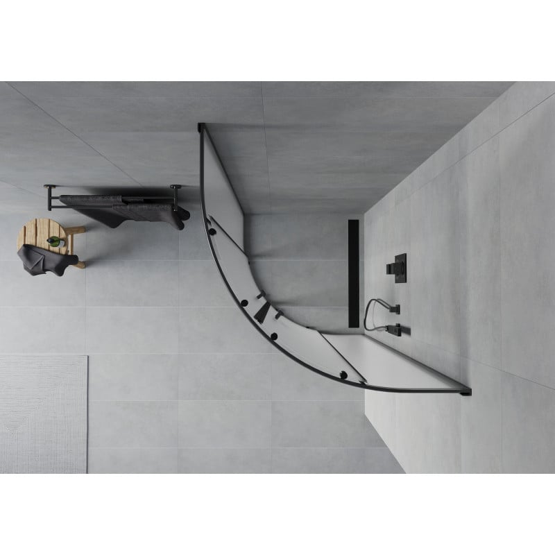 Mexen Rio cabine de douche semi-circulaire 70 x 70 cm, givrée, noire - 863-070-070-70-30