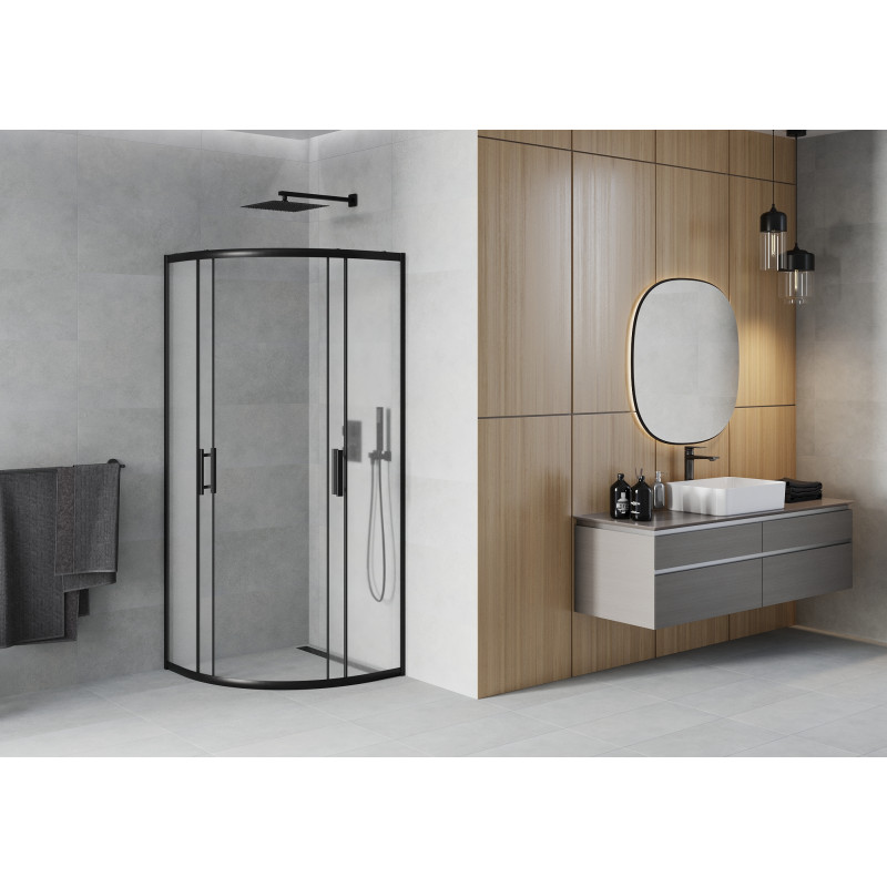 Mexen Rio cabine de douche demi-circulaire 70 x 70 cm, dépoli, noir - 863-070-070-70-30