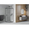 Mexen Rio cabine de douche semi-circulaire 90 x 90 cm, givré, noir - 863-090-090-70-30