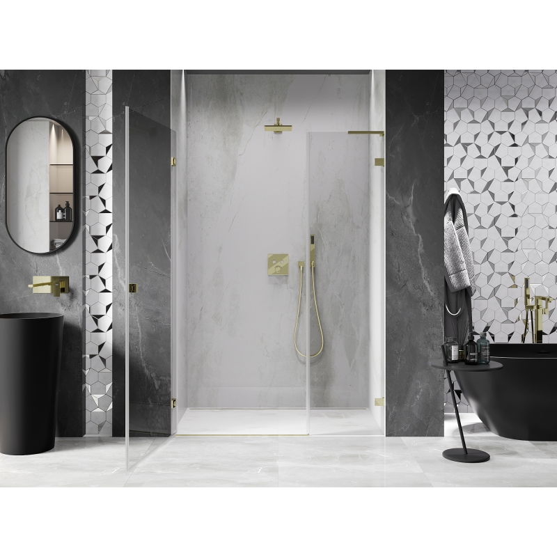Mexen Lunar-B L porte de douche pivotante gauche 125 cm, transparentes, dorées - 832SL-125-050-50-00-L