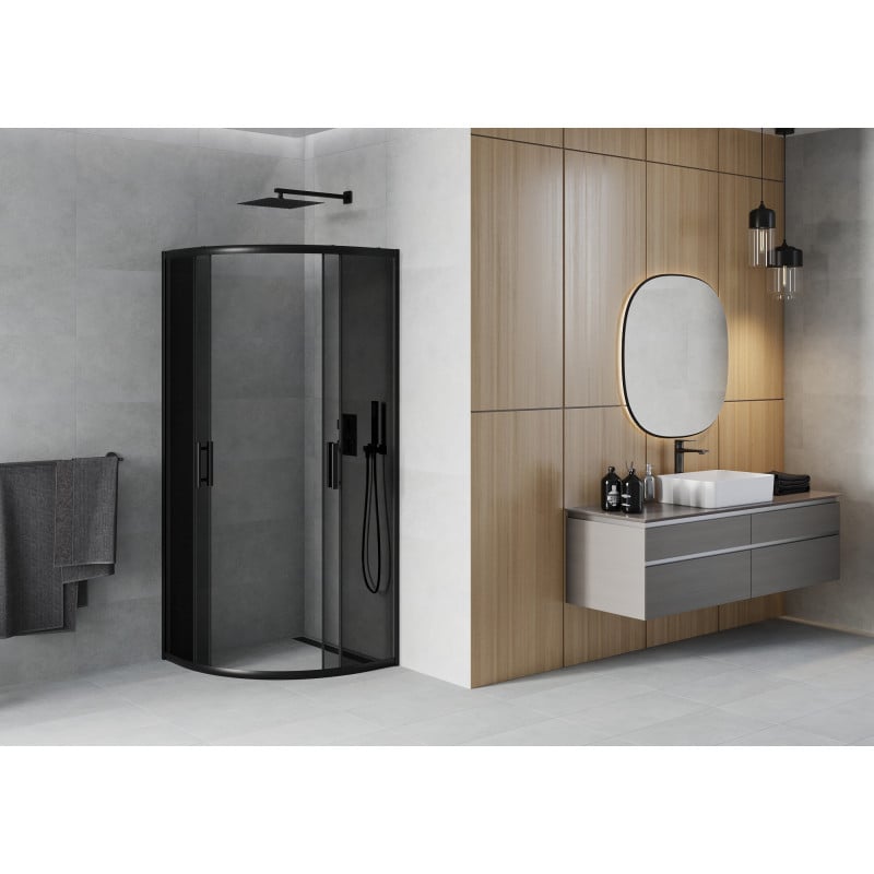 Mexen Rio cabine de douche semi-circulaire 70 x 70 cm, graphite, noire - 863-070-070-70-40