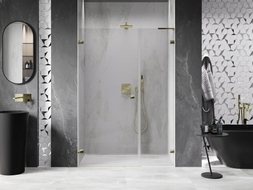 Mexen Lunar-B L porte de douche pivotante gauche 140 cm, transparent, doré - 832SL-140-050-50-00-L