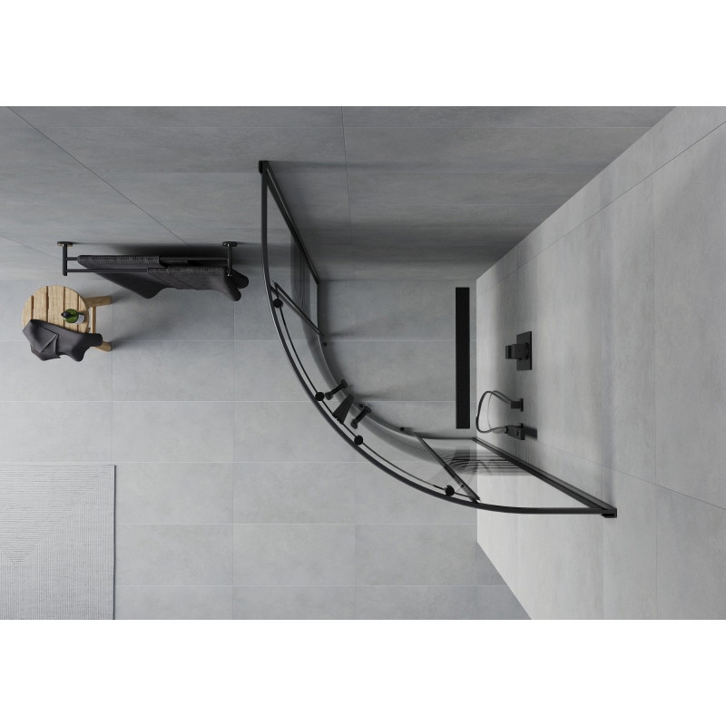 Mexen Rio cabine de douche semi-circulaire 70 x 70 cm, bandes noires, noir - 863-070-070-70-20