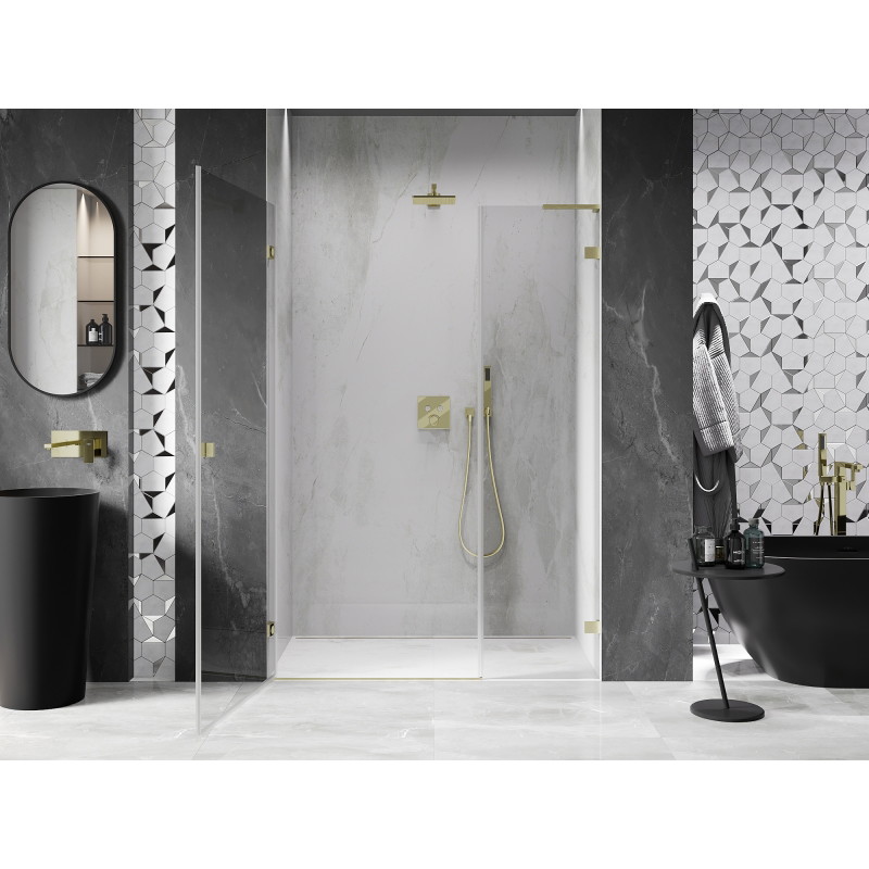 Mexen Lunar-B L porte de douche pivotante gauche 125 cm, transparent, or brossé - 832SL-125-050-55-00-L