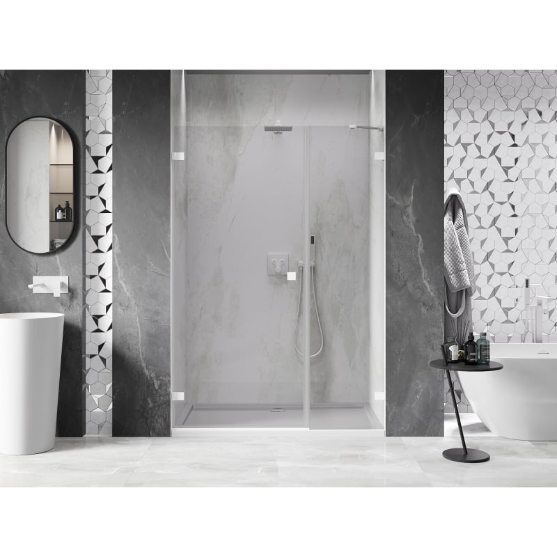 Mexen Lunar-B porte de douche pivotante gauche 135 cm, transparent, blanc - 832S-135-050-20-00-L