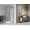 Cabine de douche Mexen Rio semi-circulaire 80 x 80 cm, transparente, dorée + receveur Rio, blanc - 863-080-080-50-00-4710