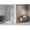Mexen Rio cabine de douche semi-circulaire 80 x 80 cm, transparent, or + receveur, blanc - 863-080-080-50-00-4710