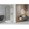 Mexen Rio cabine de douche semi-circulaire 90 x 90 cm, transparent, or + receveur, blanc - 863-090-090-50-00-4710